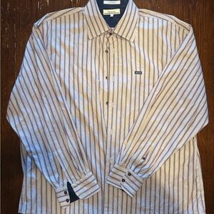 Faconnable Men’s  Striped Shirt - Blue and White